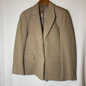 JUSTIN LEE WOMENS FAUX DOUBLE-BREASTED CASHMERE LAMBS WOOL JACKET SIZE M TAN